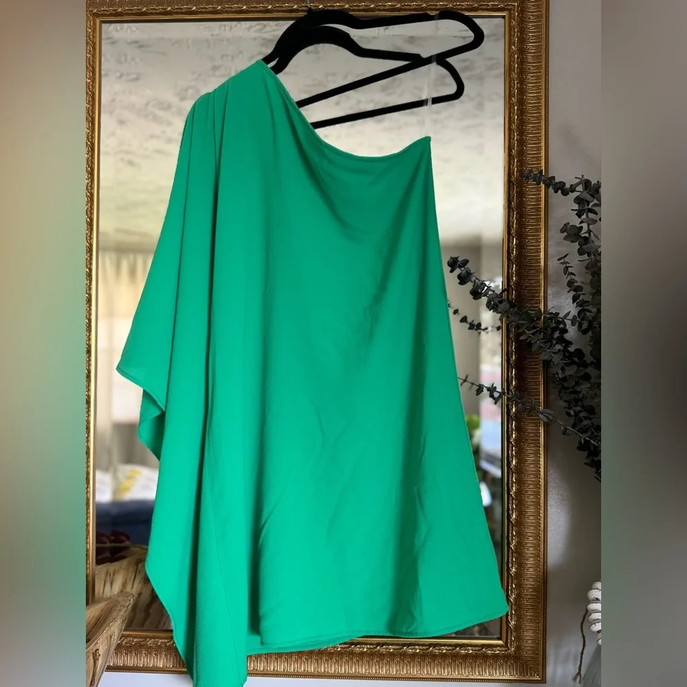 VICI Green One Shoulder Dress 🌴 Coastal Resort Vacation Brunch Statement Mini - Picture 7 of 7